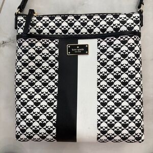 kate spade New York Black & White checkered spade print Crossbody Bag